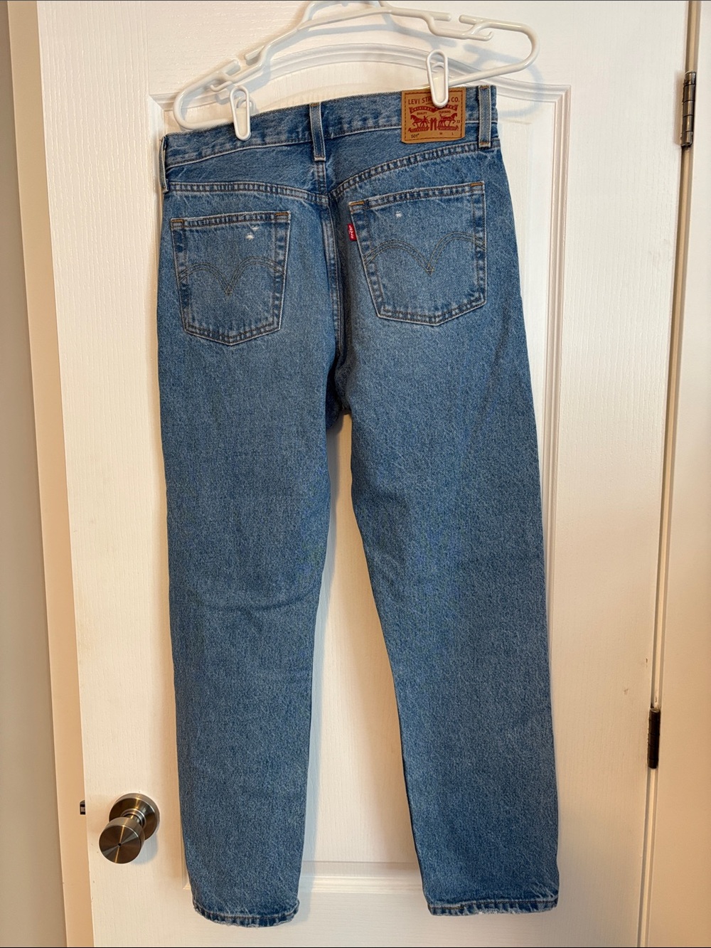 Levi's Women's Straight Ripped Blue Denim Jeans - Picture 4 of 6